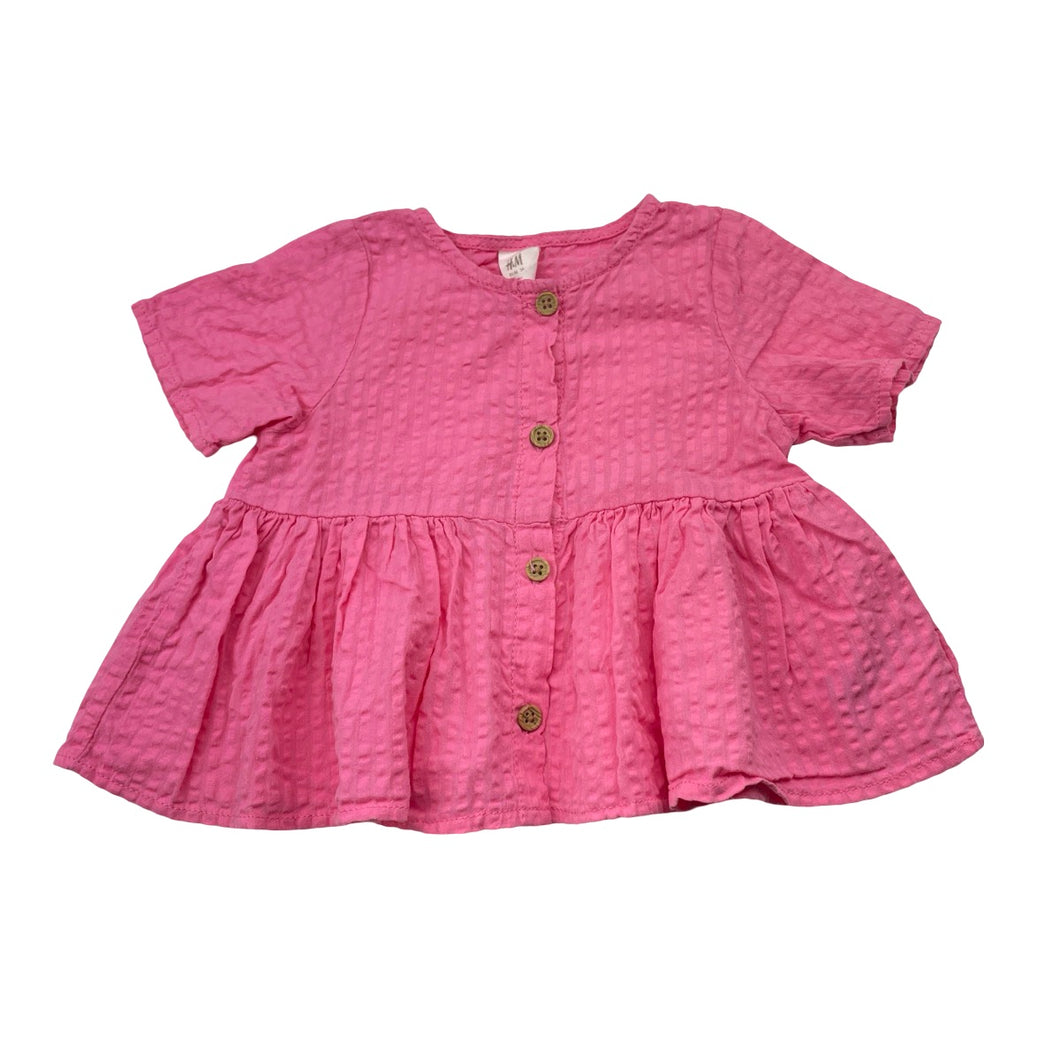 Girls H&M, pink lightweight cotton short sleeve top, EUC, size 0,  