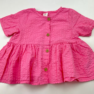 Girls H&M, pink lightweight cotton short sleeve top, EUC, size 0,  