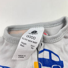 Load image into Gallery viewer, Boys Dymples, organic cotton zip coverall / romper, cars, GUC, size 0000,  