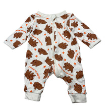 Load image into Gallery viewer, Unisex Emma Memma, Waffles the Wombat cotton zip romper, EUC, size 0000,  