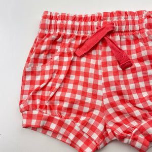 Girls Baby Berry, checked cotton shorts, elasticated, EUC, size 000,  