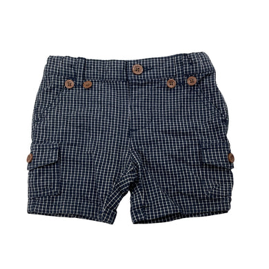 Boys Peter Morrissey, navy check cotton shorts, adjustable, EUC, size 00,  