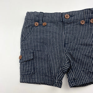 Boys Peter Morrissey, navy check cotton shorts, adjustable, EUC, size 00,  