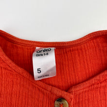 Load image into Gallery viewer, Girls Anko, orange crinkle cotton dress, wash fade, FUC, size 5, L: 51cm