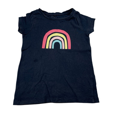 Girls Kids & Co, navy cotton tee / top, rainbow, FUC, size 6,  