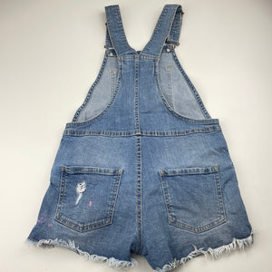 Girls 1964 Denim Co, distressed stretch denim shortalls, pink marks, FUC, size 12,  