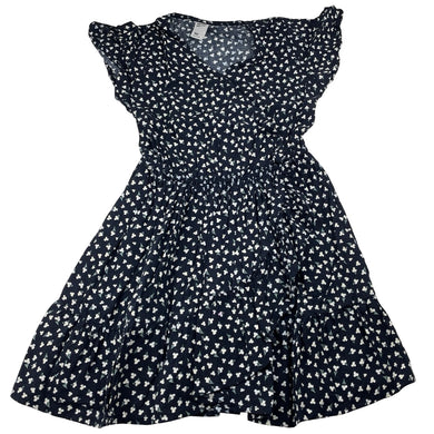 Girls Anko, navy floral viscose dress, GUC, size 10, L: 66cm