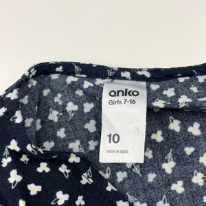 Girls Anko, navy floral viscose dress, GUC, size 10, L: 66cm