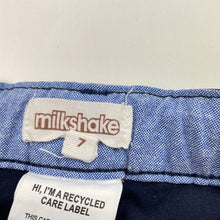 Load image into Gallery viewer, Boys Milkshake, navy stretch cotton chino pants, adjustable, Inside leg: 58cm, EUC, size 7,  