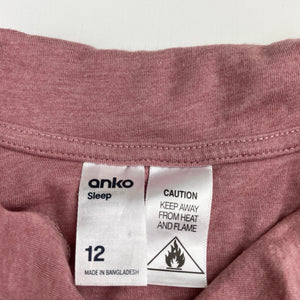 Girls Anko, cotton/modal long sleeve pyjama top, GUC, size 12,  