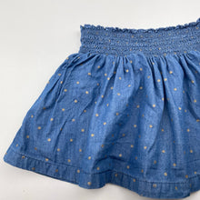 Load image into Gallery viewer, Girls Anko, chambray cotton skirt, elasticated, L: 24cm, GUC, size 3,  