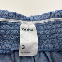 Load image into Gallery viewer, Girls Anko, chambray cotton skirt, elasticated, L: 24cm, GUC, size 3,  