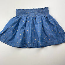 Load image into Gallery viewer, Girls Anko, chambray cotton skirt, elasticated, L: 24cm, GUC, size 3,  