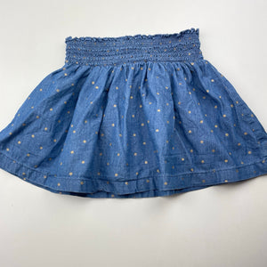 Girls Anko, chambray cotton skirt, elasticated, L: 24cm, GUC, size 3,  