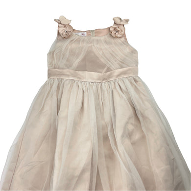 Girls Victoria Rose, light bronze formal / party dress, small marks on ribbon, FUC, size 7, L: 87cm