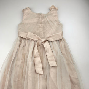 Girls Victoria Rose, light bronze formal / party dress, small marks on ribbon, FUC, size 7, L: 87cm