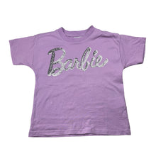Load image into Gallery viewer, Girls Cotton On, Barbie cotton &amp; sequin tee / top, white marks front, FUC, size 3,  