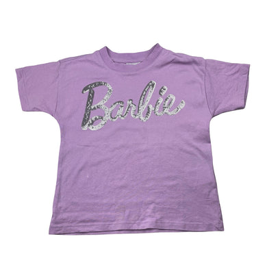 Girls Cotton On, Barbie cotton & sequin tee / top, white marks front, FUC, size 3,  