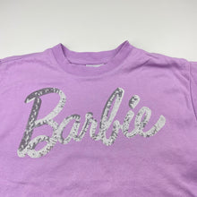 Load image into Gallery viewer, Girls Cotton On, Barbie cotton &amp; sequin tee / top, white marks front, FUC, size 3,  
