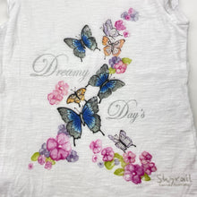 Load image into Gallery viewer, Girls WA Jacobs, cotton tee / top, butterflies, GUC, size 7-8,  