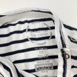 Unisex Bonds, striped Aust cotton long sleeve tee / top, FUC, size 1,  
