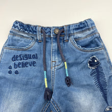 Load image into Gallery viewer, Boys Desigual, embroidered knit denim shorts, elasticated, GUC, size 3-4,  
