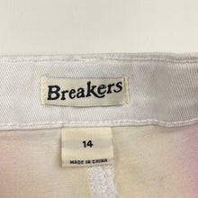 Load image into Gallery viewer, Girls Breakers, colourful stretch denim shorts, adjustable, EUC, size 14,  
