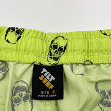 Load image into Gallery viewer, Boys Tilt, lightweight board shorts, elasticated, skulls, EUC, size 16,  
