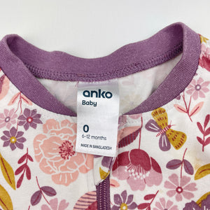 Girls Anko, floral zip romper, FUC, size 0,  
