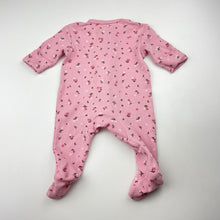 Load image into Gallery viewer, Girls pink, floral cotton zip coverall / romper, GUC, size 0000,  