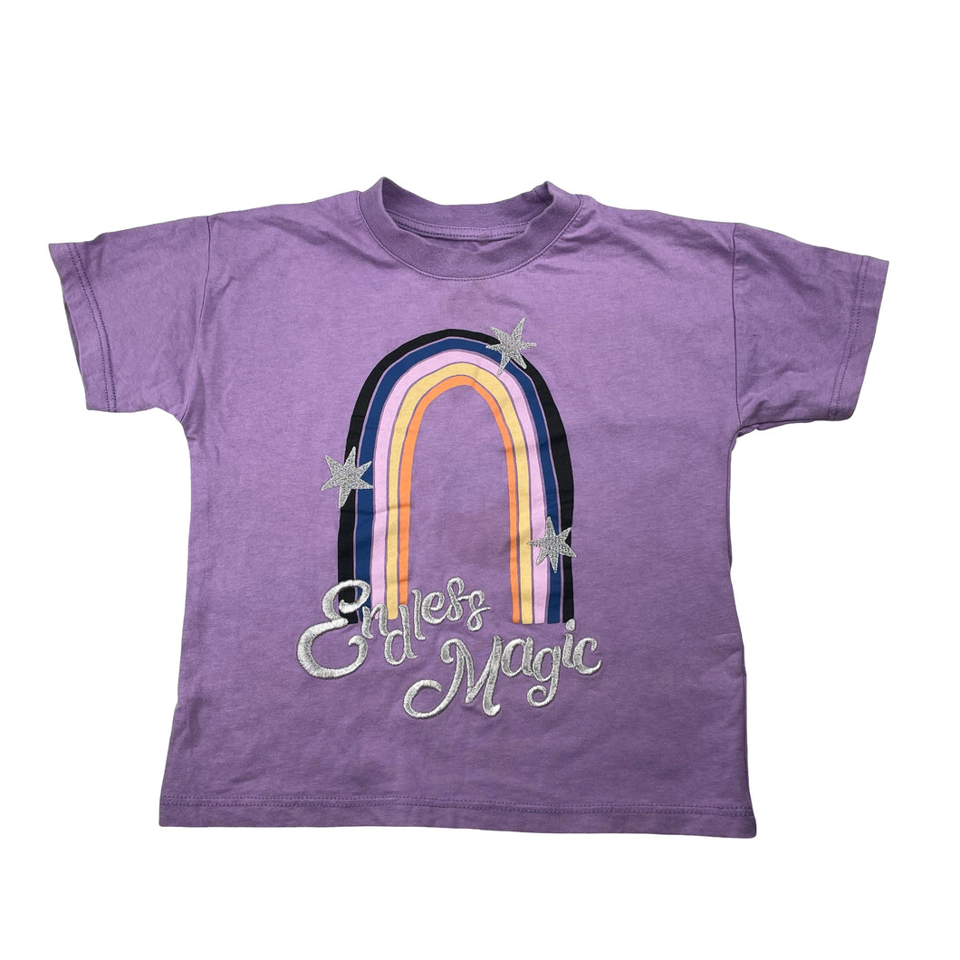Girls Cotton On, purple cotton tee / top, rainbow, GUC, size 2,  