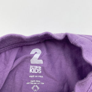Girls Cotton On, purple cotton tee / top, rainbow, GUC, size 2,  