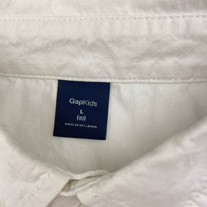Boys GAP, white cotton long sleeve shirt, GUC, size 10,  