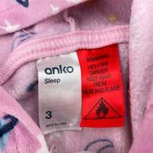 Load image into Gallery viewer, Girls Anko, soft feel fleece all-in-one pyjamas, GUC, size 3,  