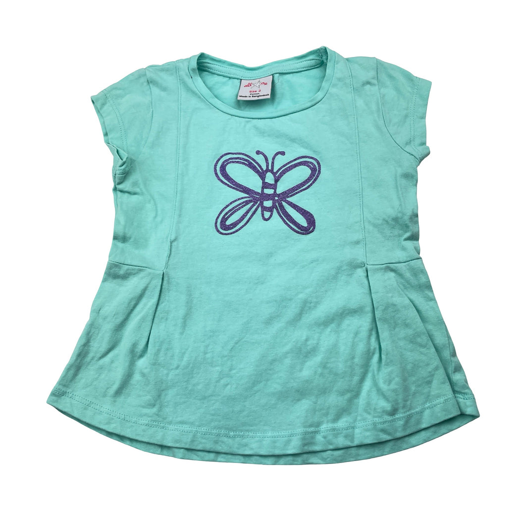 Girls All 4 Me, cotton tee / top, butterfly, FUC, size 2,  