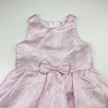 Load image into Gallery viewer, Girls Mango, lined metallic pink party dress, EUC, size 3, L: 54cm