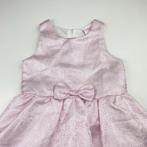 Girls Mango, lined metallic pink party dress, EUC, size 3, L: 54cm