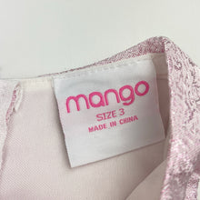 Load image into Gallery viewer, Girls Mango, lined metallic pink party dress, EUC, size 3, L: 54cm