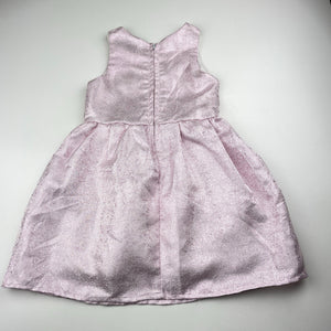 Girls Mango, lined metallic pink party dress, EUC, size 3, L: 54cm