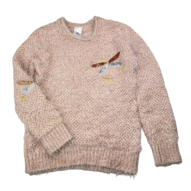 Girls Target, fluffy knit sweater / jumper, sequin dragonflies, FUC, size 8,  