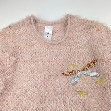 Load image into Gallery viewer, Girls Target, fluffy knit sweater / jumper, sequin dragonflies, FUC, size 8,  