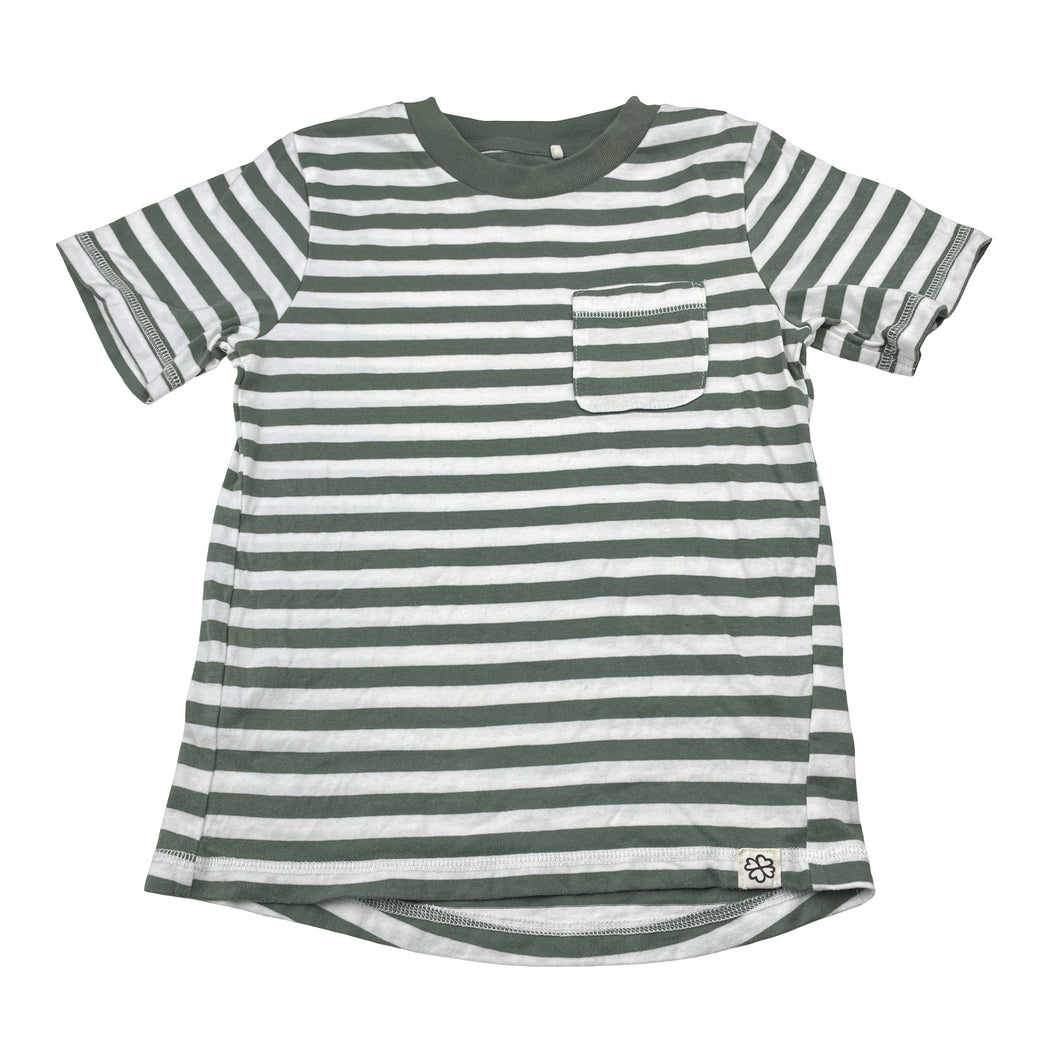 Unisex Cotton On, khaki stripe organic cotton tee / top, FUC, size 5,  
