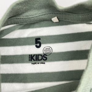 Unisex Cotton On, khaki stripe organic cotton tee / top, FUC, size 5,  