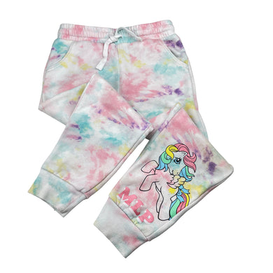 Girls My Little Pony, fleece lined tie dyed track pants, Inside leg: 48cm, FUC, size 6,  