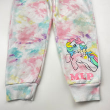 Load image into Gallery viewer, Girls My Little Pony, fleece lined tie dyed track pants, Inside leg: 48cm, FUC, size 6,  