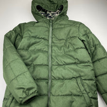 Load image into Gallery viewer, Boys L&amp;D, reversible khaki / camo print hooded jacket / coat, EUC, size 12,  