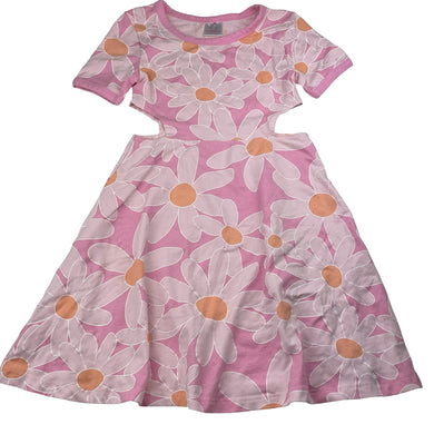 Girls Mango, floral stretchy cut out dress, EUC, size 9, L: 63cm