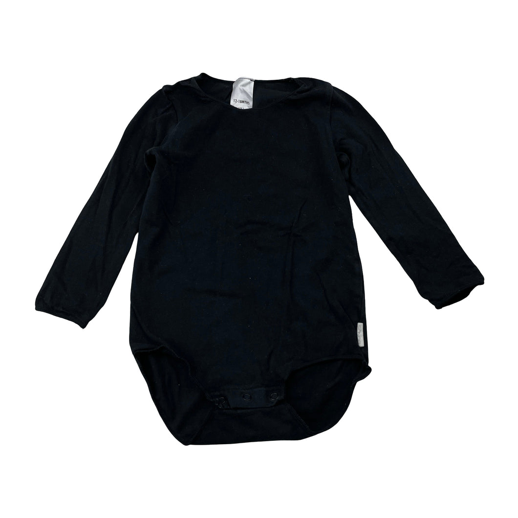 Unisex Bonds, black stretchy bodysuit / romper, EUC, size 1,  