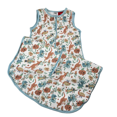 Unisex Ollie's Place, crinkle cotton sleeping bag, Australian animals, L: 86cm, GUC, size 1-2,  