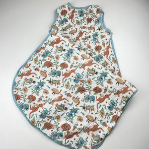 Unisex Ollie's Place, crinkle cotton sleeping bag, Australian animals, L: 86cm, GUC, size 1-2,  